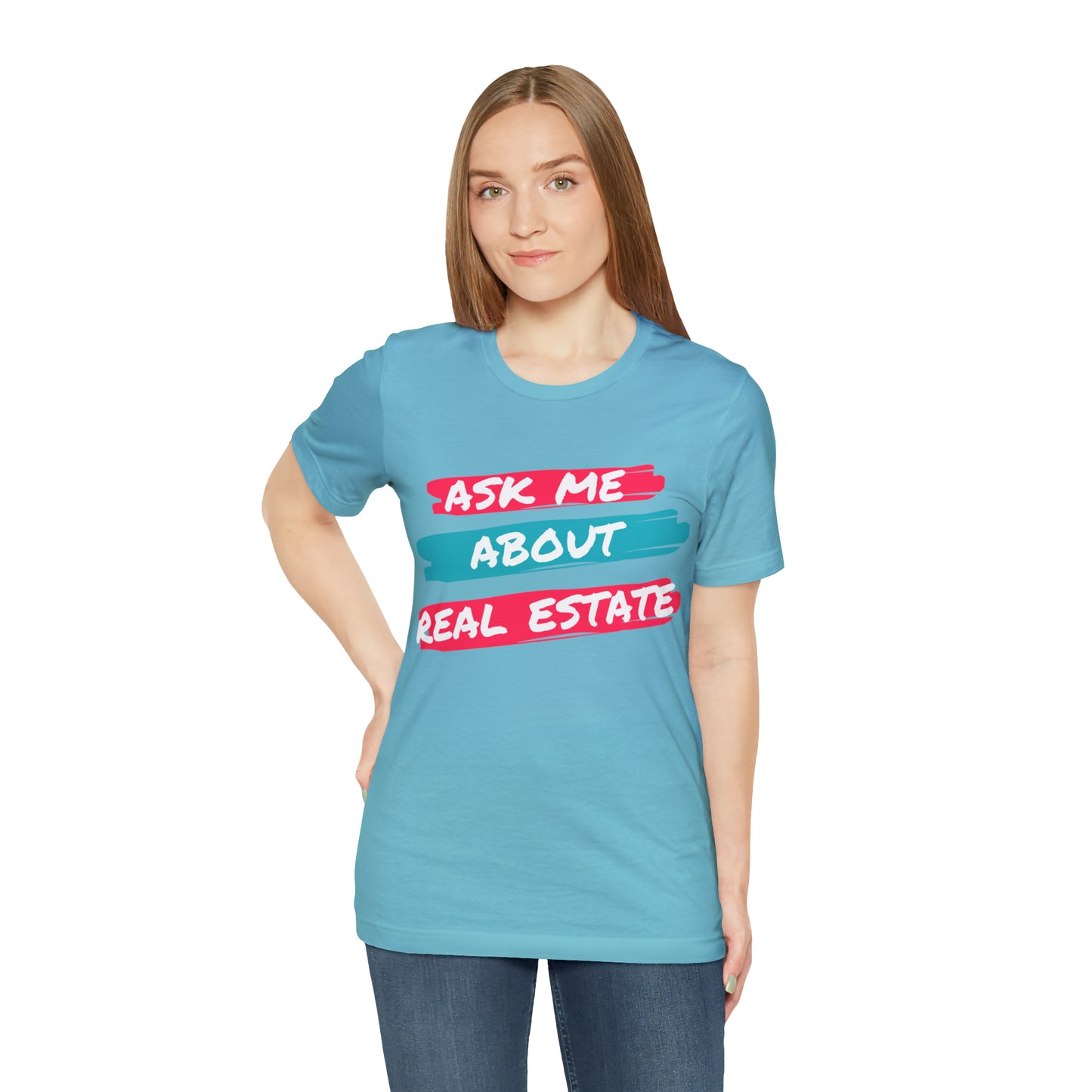 Ask me about Real Estate Unisex Jersey Short Sleeve Tee