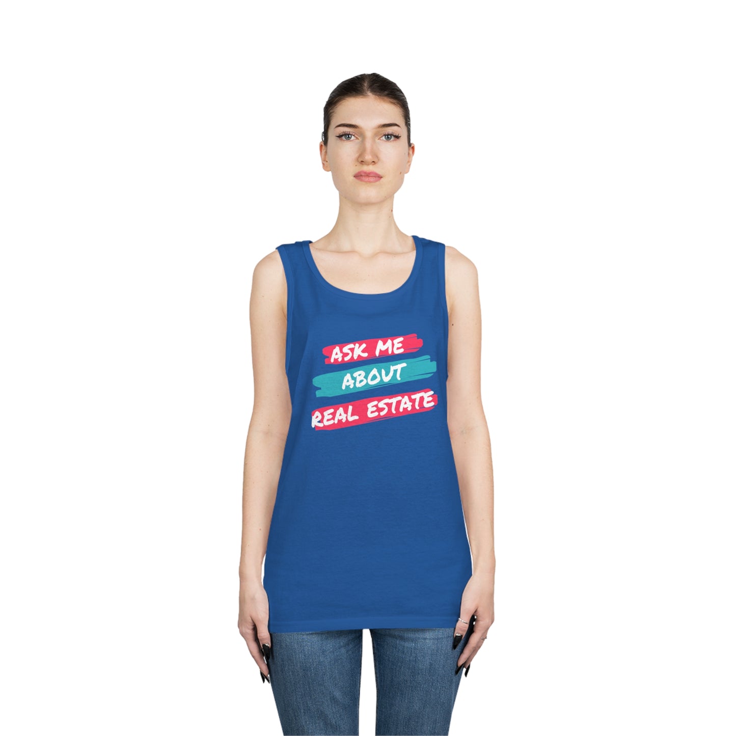 Ask me about Real Estate Unisex Heavy Cotton Tank Top