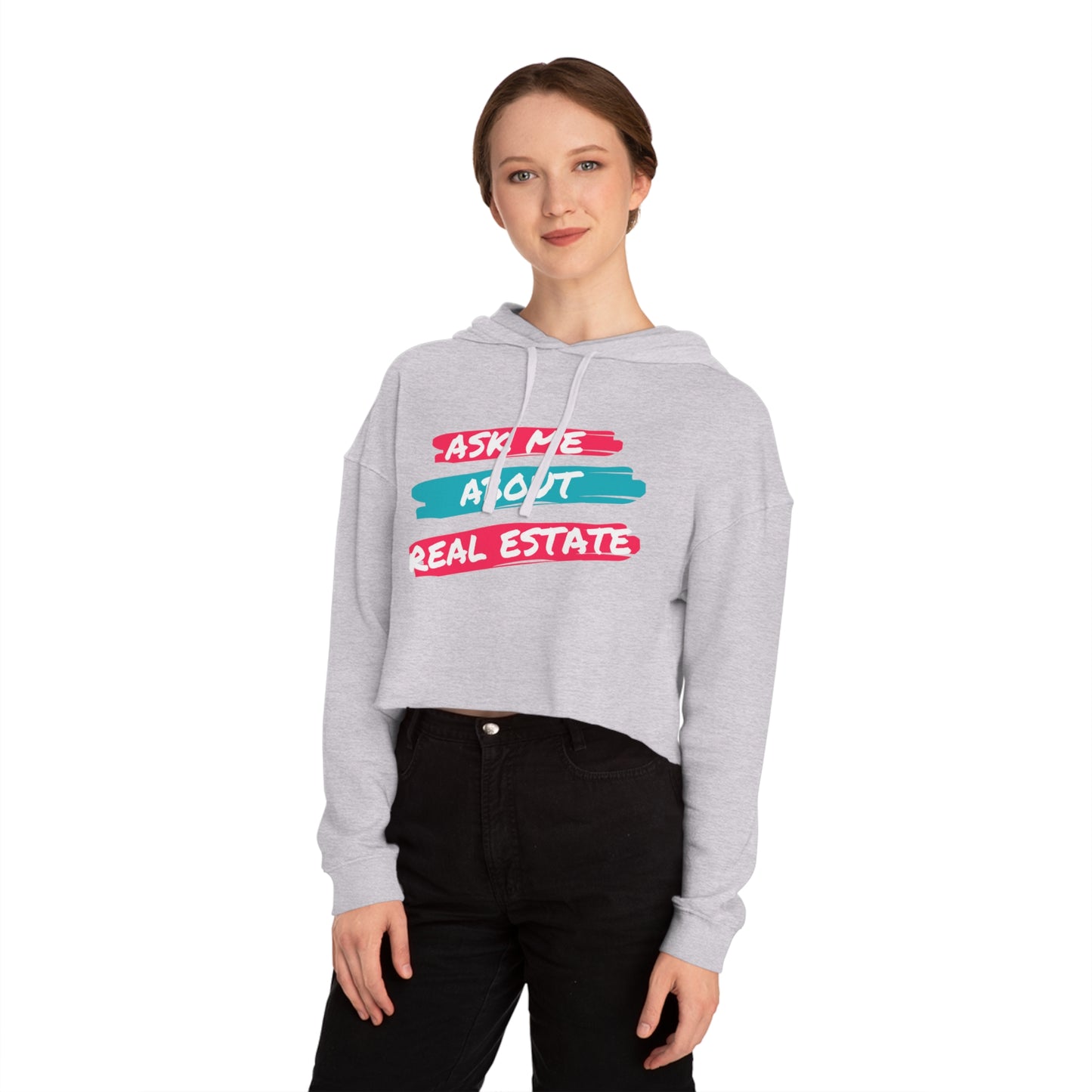 Ask me about Real Estate Women’s Cropped Hooded Sweatshirt