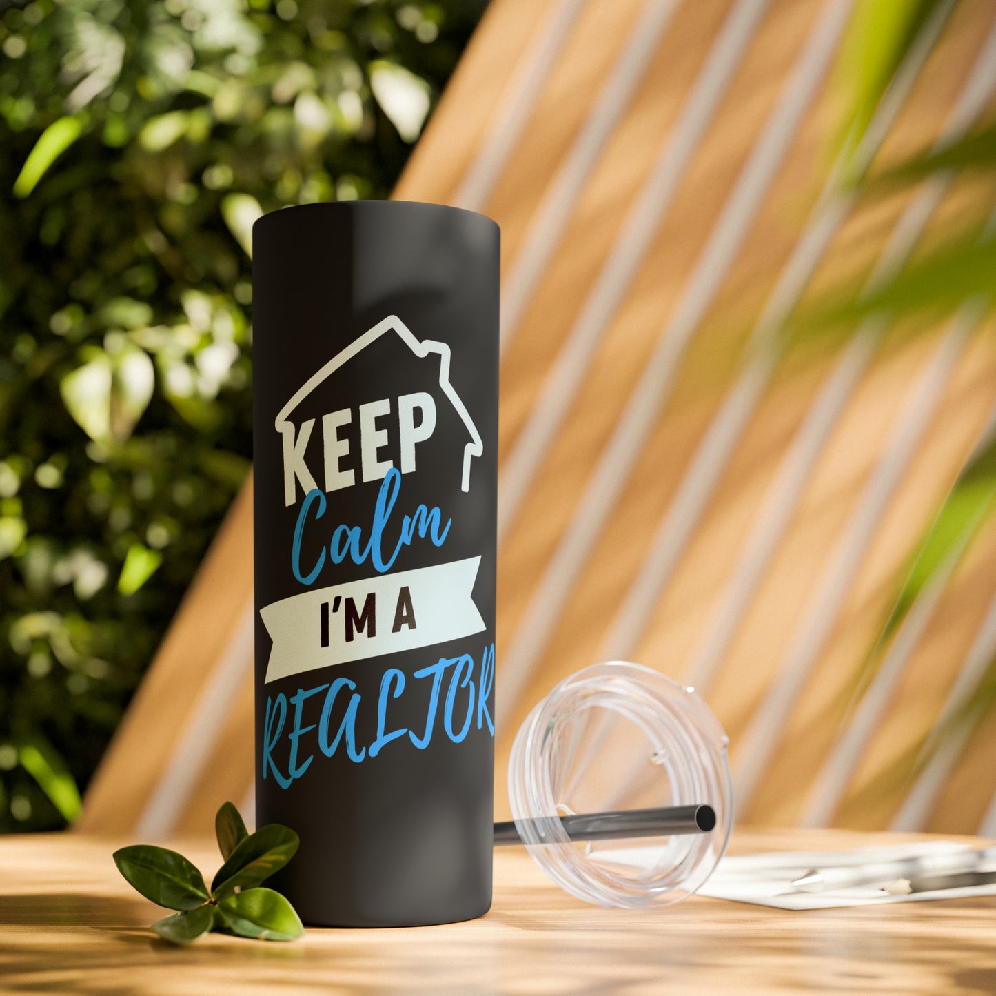 Keep Calm I’m a Realtor Skinny Tumbler with Straw, 20oz