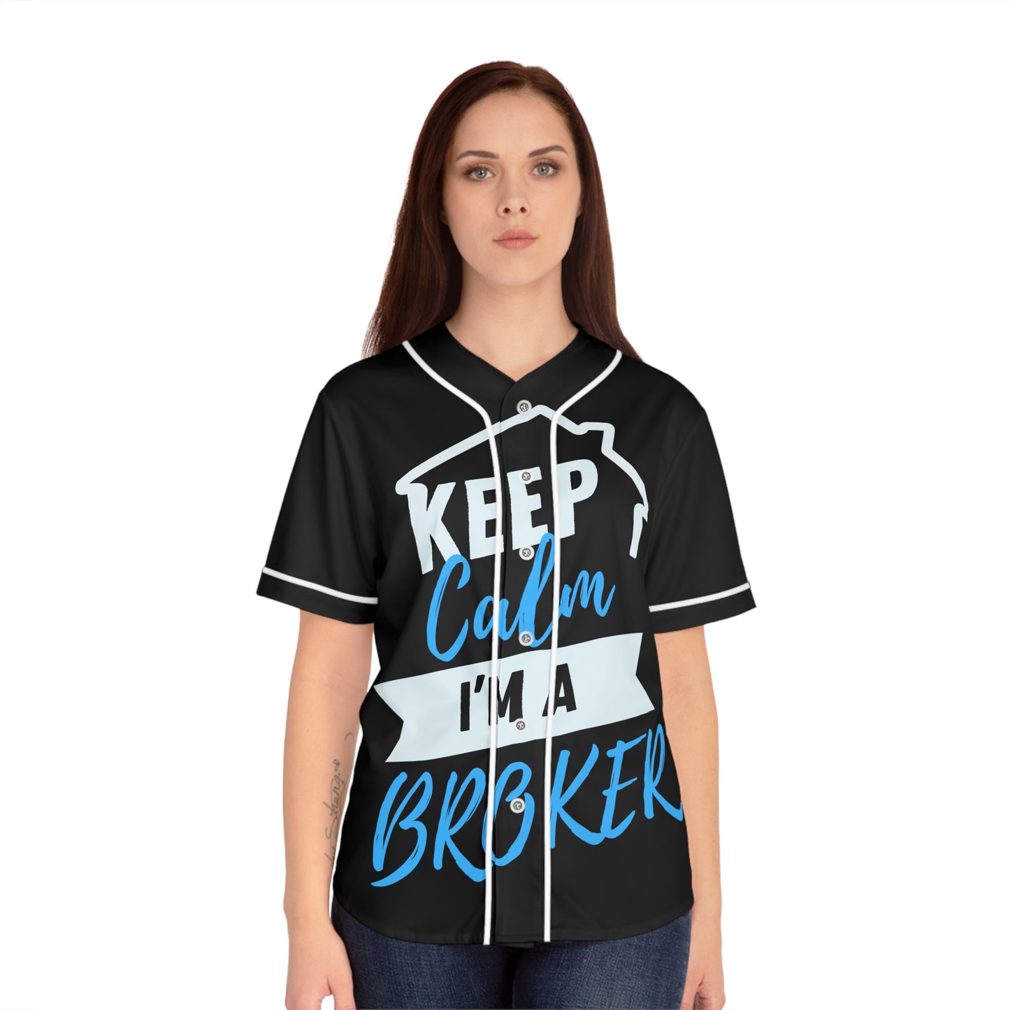 Keep Calm I'm a Broker Women's Baseball Jersey - Custom Jersey