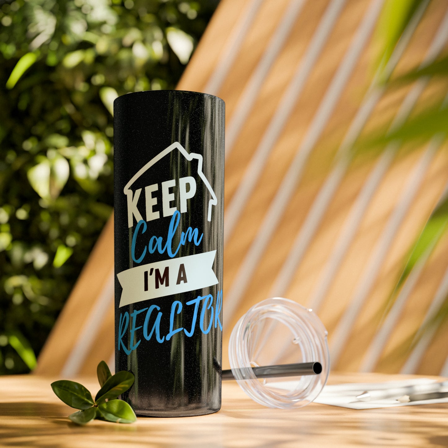 Keep Calm I’m a Realtor Skinny Tumbler with Straw, 20oz