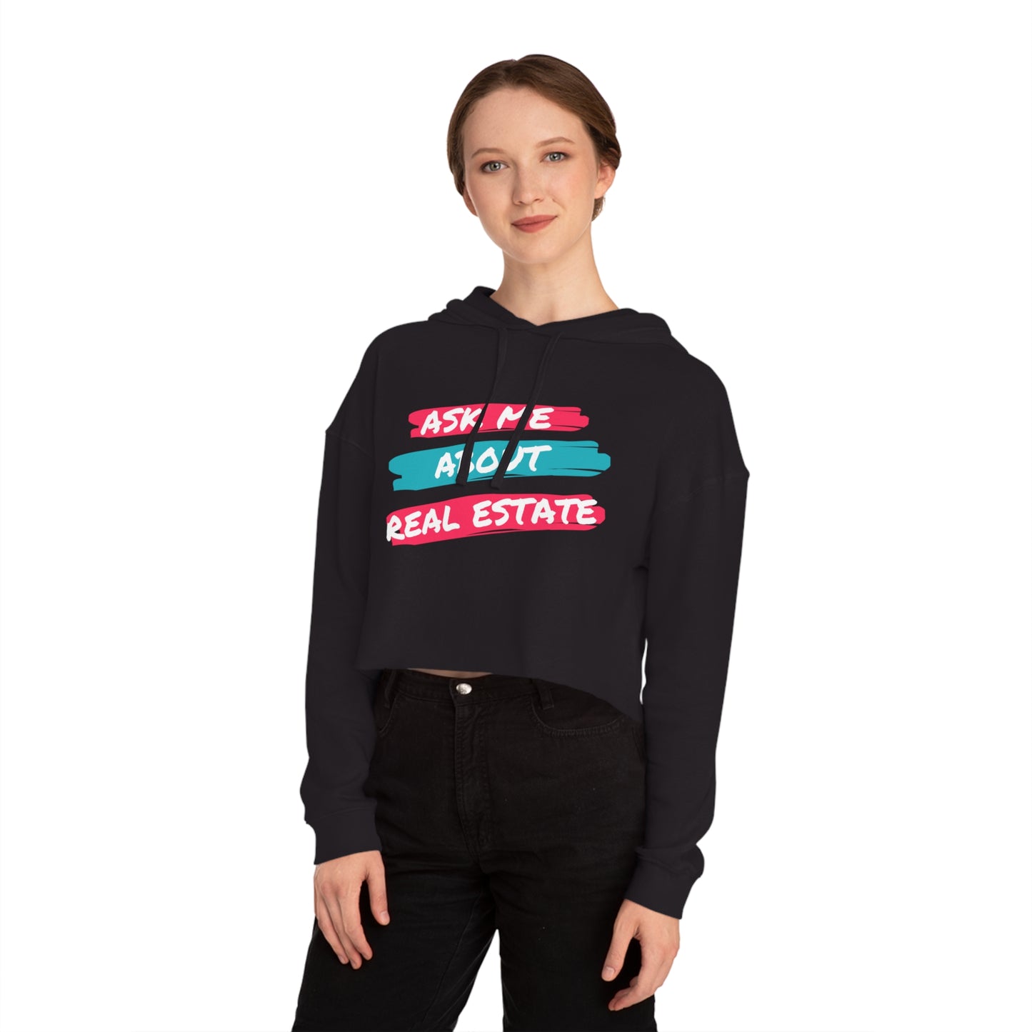 Ask me about Real Estate Women’s Cropped Hooded Sweatshirt