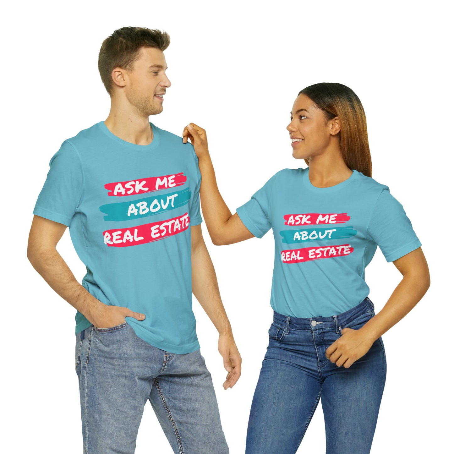 Ask me about Real Estate Unisex Jersey Short Sleeve Tee