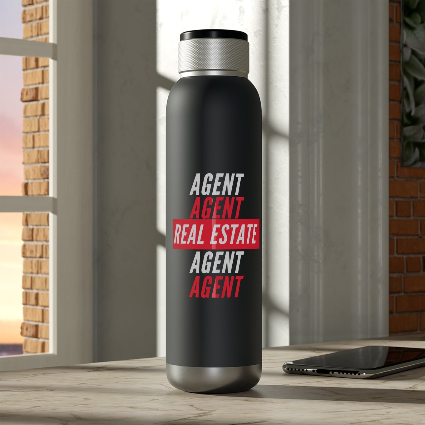 Real Estate Agent Soundwave Copper Vacuum Audio Bottle 22oz