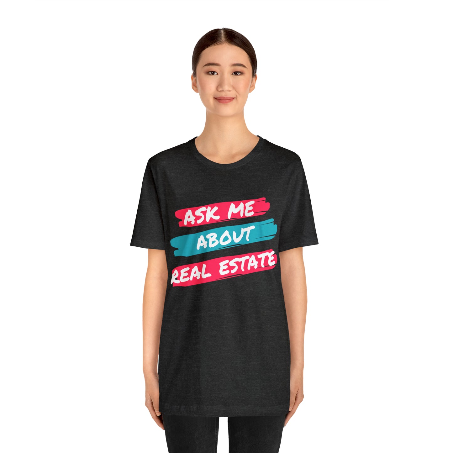 Ask me about Real Estate Unisex Jersey Short Sleeve Tee