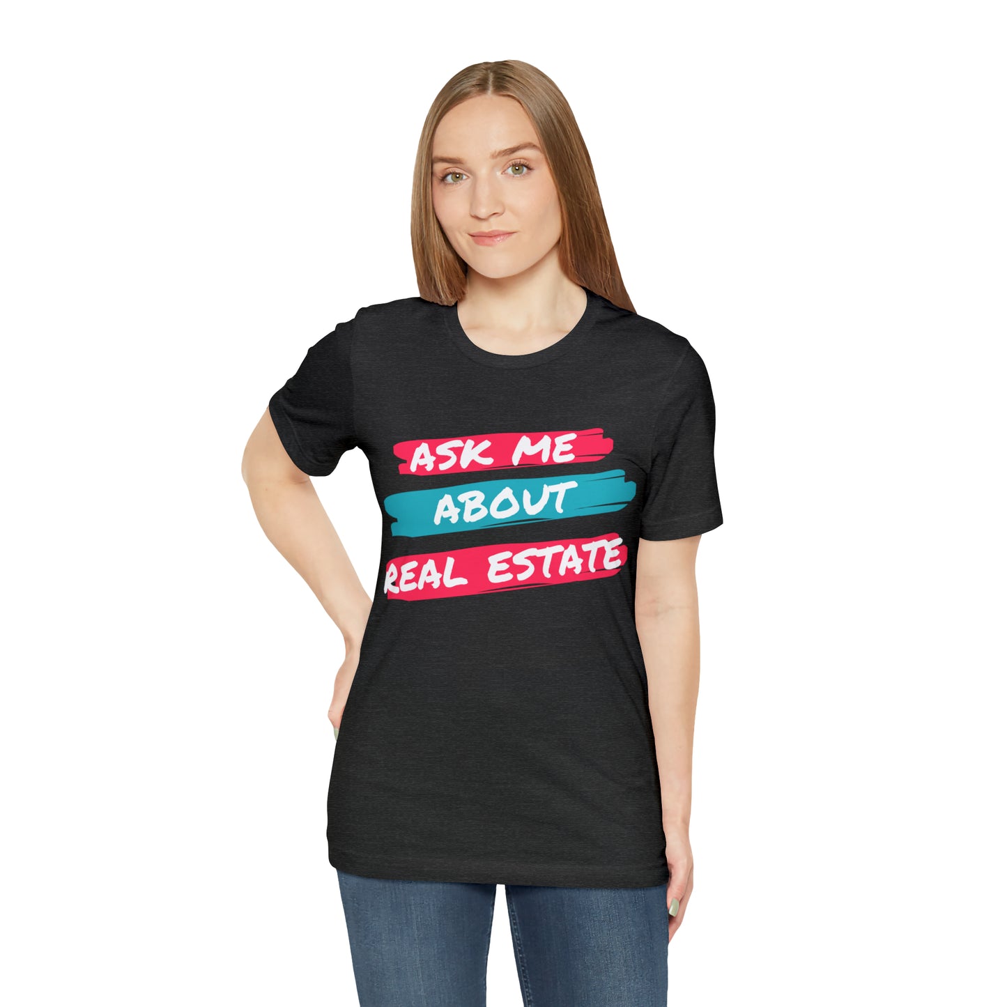 Ask me about Real Estate Unisex Jersey Short Sleeve Tee