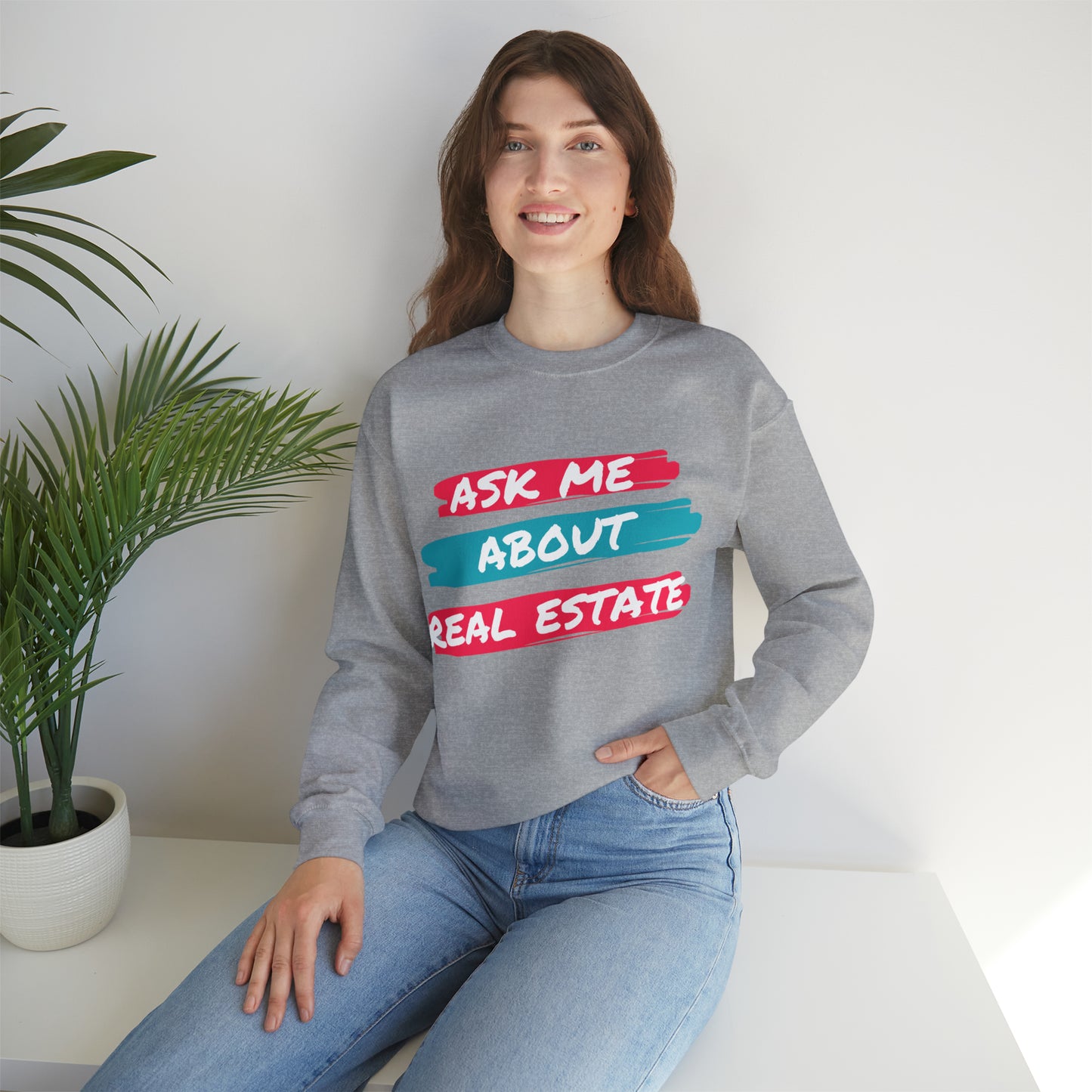 Ask me about Real Estate Unisex Heavy Blend™ Crewneck Sweatshirt