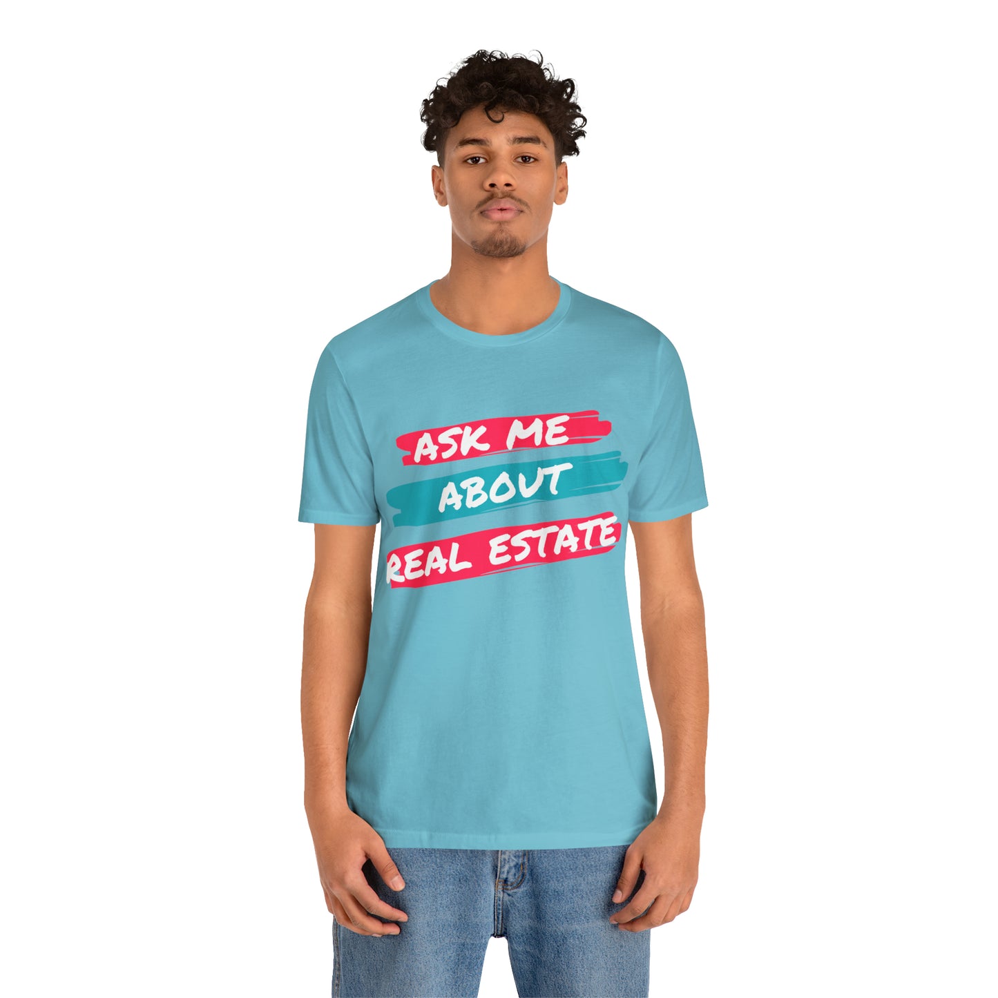 Ask me about Real Estate Unisex Jersey Short Sleeve Tee