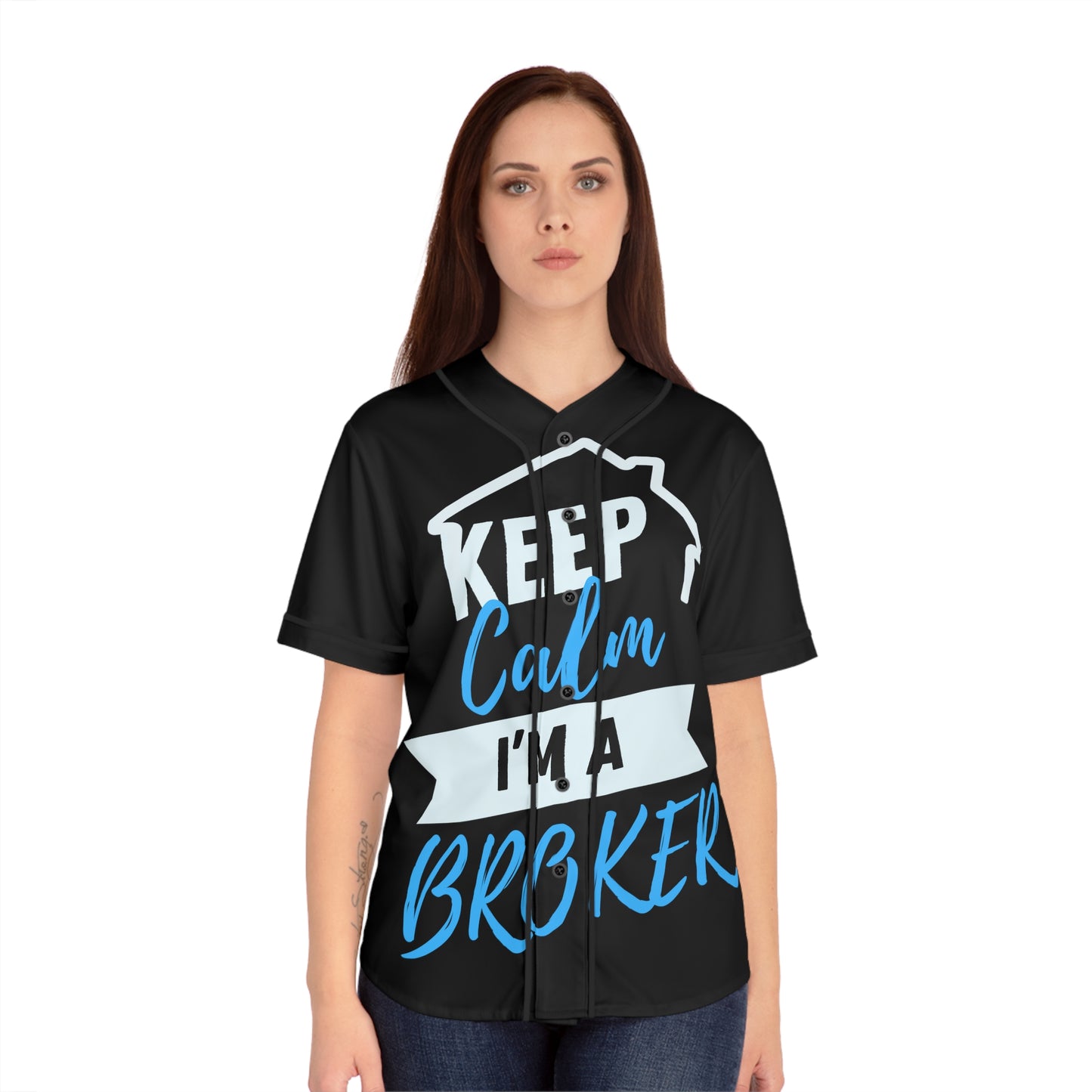 Keep Calm I'm a Broker Women's Baseball Jersey - Custom Jersey