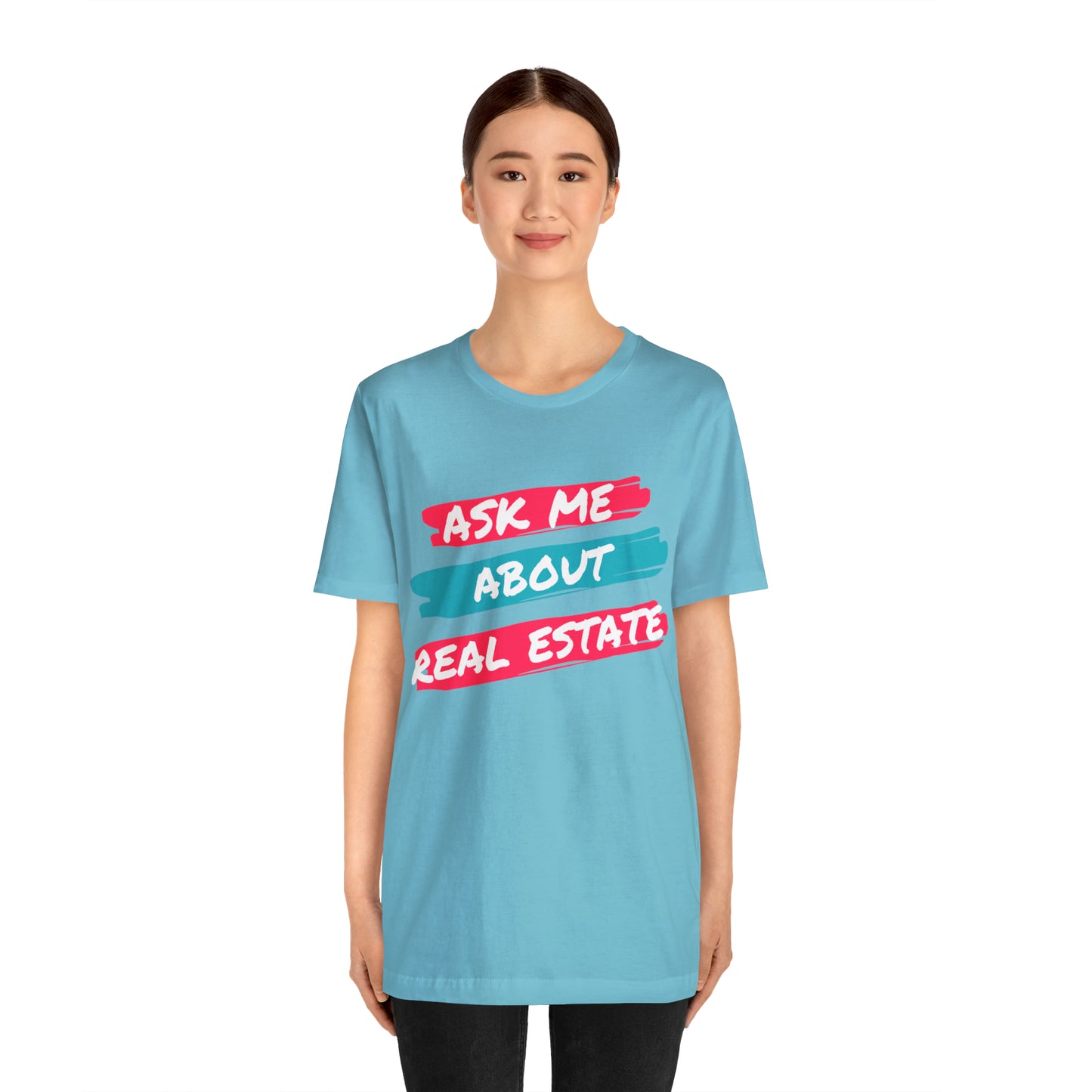 Ask me about Real Estate Unisex Jersey Short Sleeve Tee