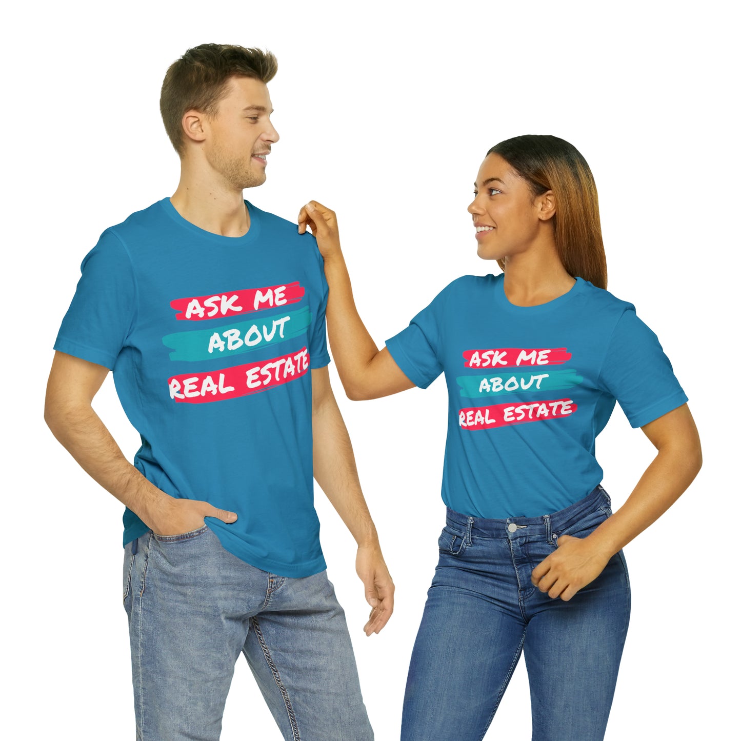 Ask me about Real Estate Unisex Jersey Short Sleeve Tee