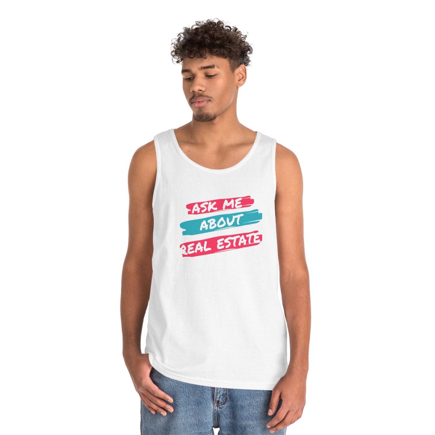 Ask me about Real Estate Unisex Heavy Cotton Tank Top