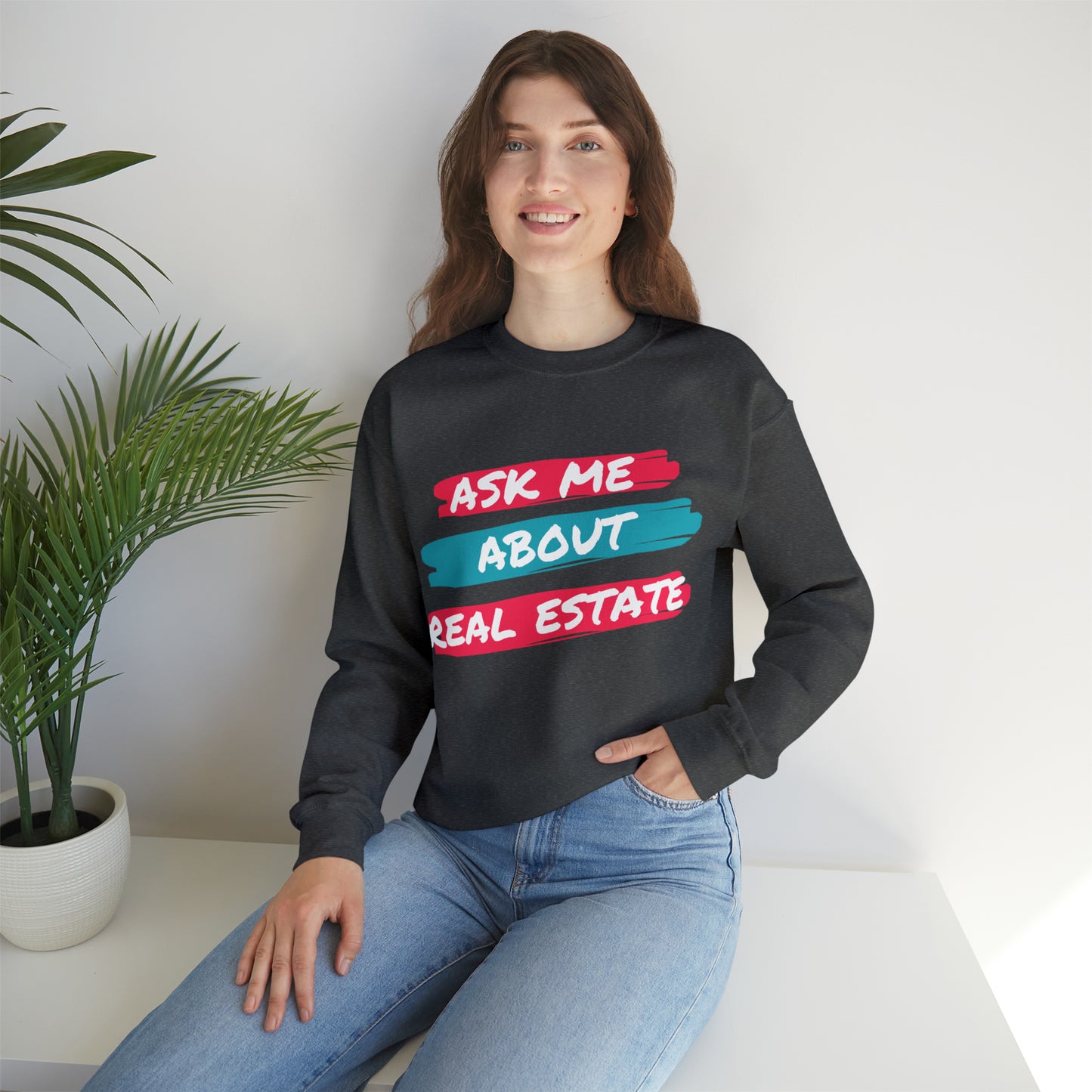 Ask me about Real Estate Unisex Heavy Blend™ Crewneck Sweatshirt