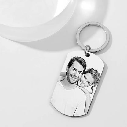 S925 Sterling Silver Keychain Personalized Photo Pattern Pendant