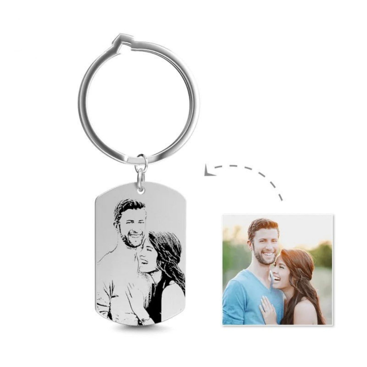 S925 Sterling Silver Keychain Personalized Photo Pattern Pendant