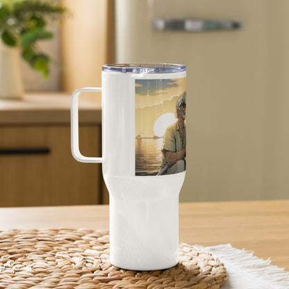 These rates are a gift: Travel mug with a handle