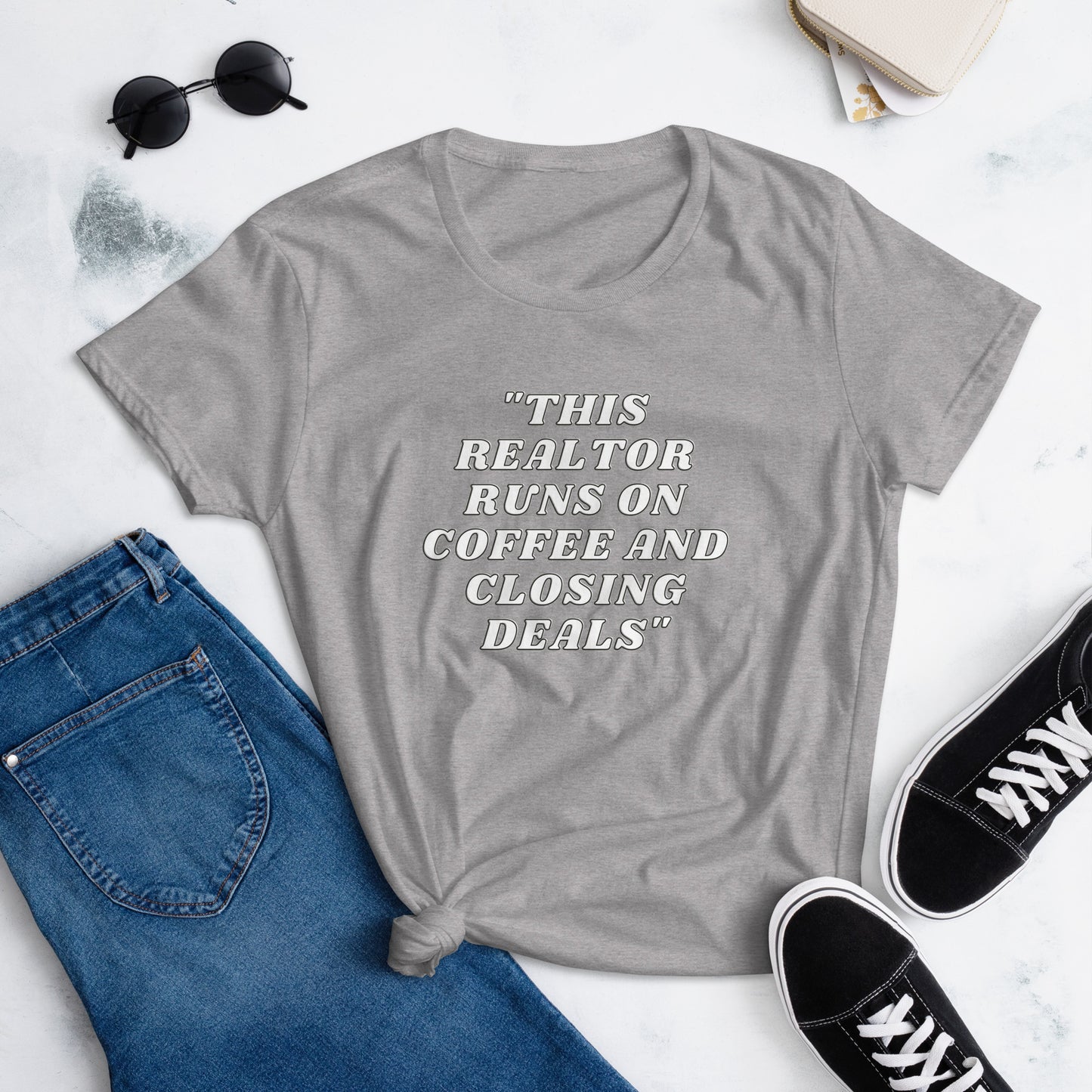 This realtor runs on coffee and closing deals Women's short sleeve custom t-shirt